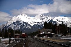 08 Banff Railway Station With Mount Inglismaldie and Mount Girouard In Winter.jpg